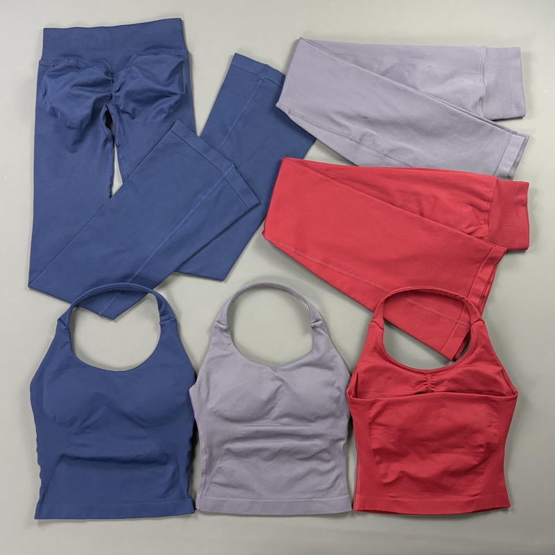Yoga Fitness Kit - 2Pcs Flare Leggings Set Seamless Halter