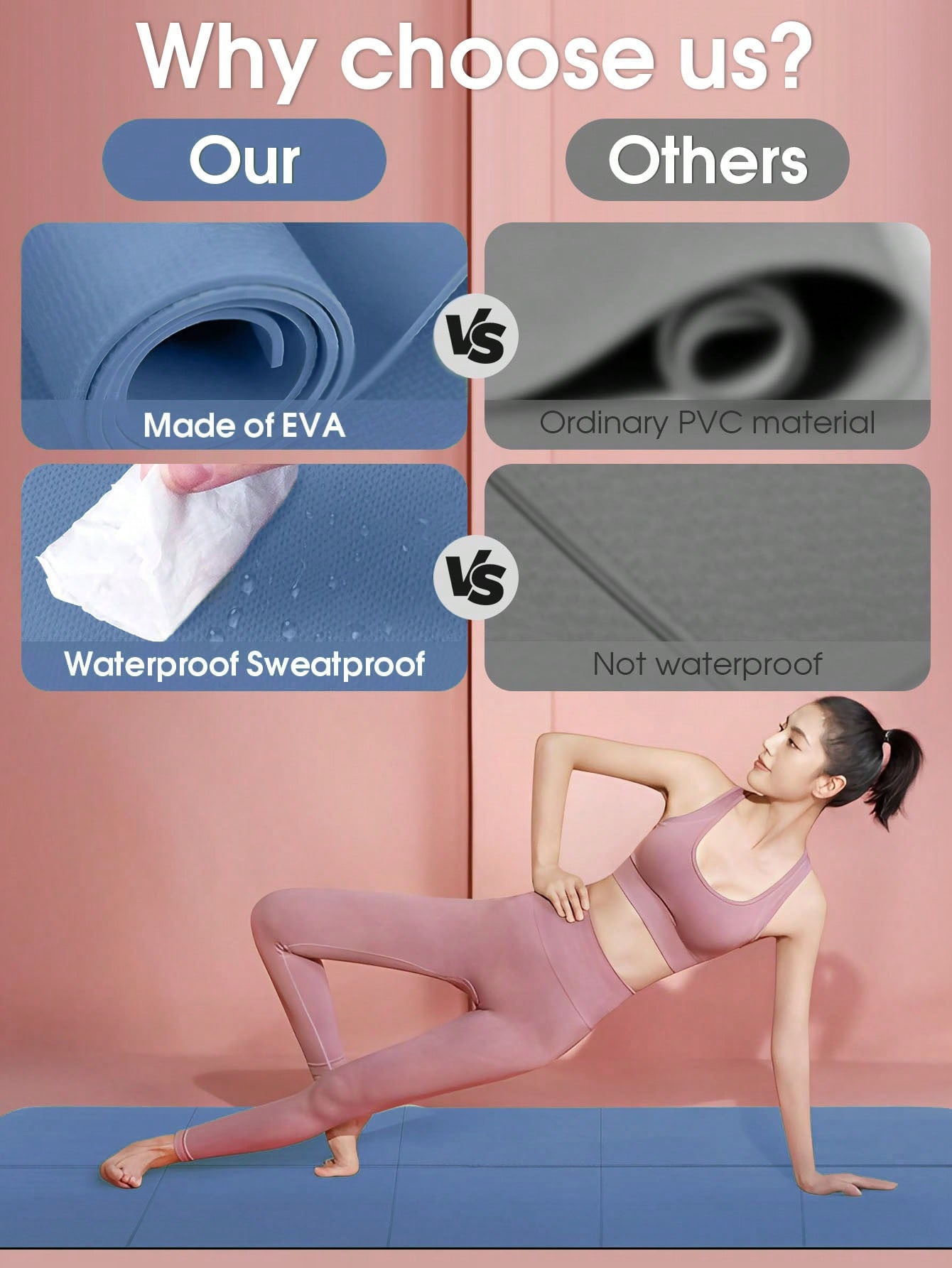 Foldable Yoga Mat Dark Blue Ec - огляд і ціна Thick Yoga Mat